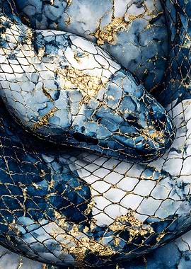 Marble Snake with Gold Accents