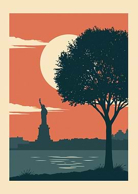 Statue of Liberty at Sunset