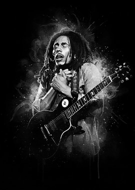 Bob Marley Playing Guitar