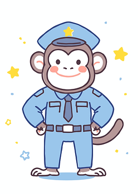 Cute Monkey Police Officer