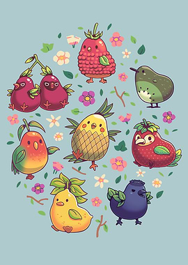 Cute Fruit Birds Collection