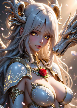 Anime Girl with Dragon