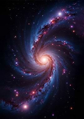 Swirling Spiral Galaxy in Deep Space