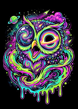 Cosmic Owl Dripping Galaxy