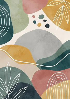 Abstract Organic Shapes and Botanical Elements