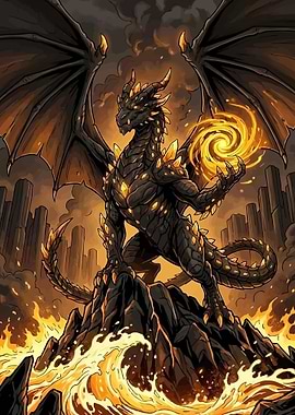 Black Dragon Conjuring Fire