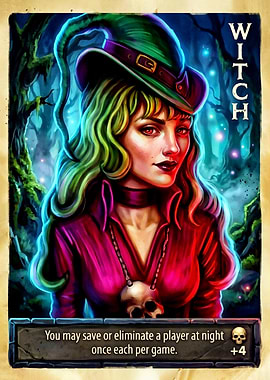 Witch Card with Skull Necklace