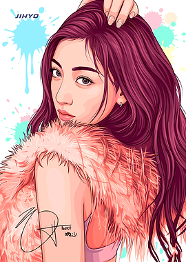Jihyo Portrait with Fur and Splashes