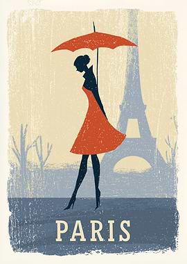 Parisian Woman with Umbrella