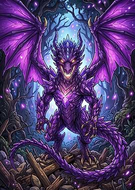 Purple Crystal Dragon in Forest