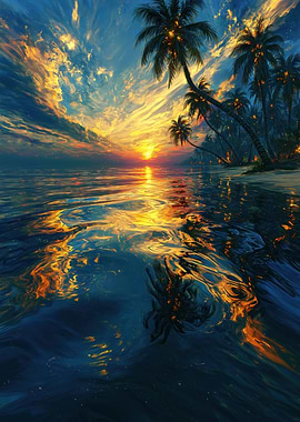 Tropical Sunset Over the Ocean