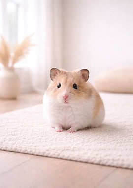 Cute Hamster on a Rug