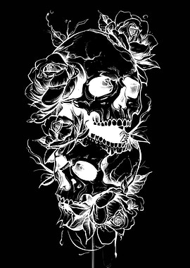 Skulls and Roses Illustration