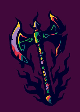 Stylized Axe with Fiery Aura