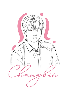 Changbin Stray Kids Line Art Portrait