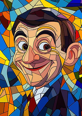 Mr. Bean Stained Glass Portrait