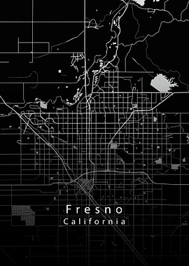 Fresno California City Map black
