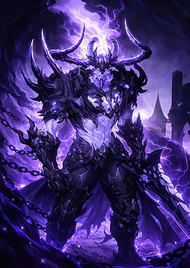 Demonic Warrior with Purple Lightning