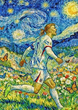 Erling Haaland in Starry Night Field