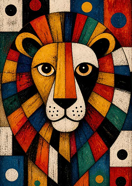 Colorful Geometric Lion Portrait