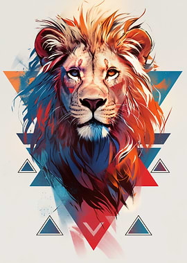 Geometric Lion Portrait