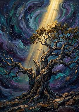 Enchanted Tree in Golden Light
