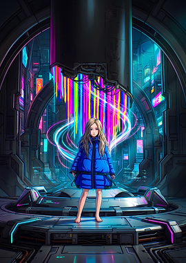 a Sophisticated Robot in Cyberpunk City