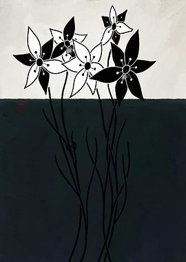Black and White Floral Art 390