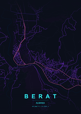 Berat Albania Map Art