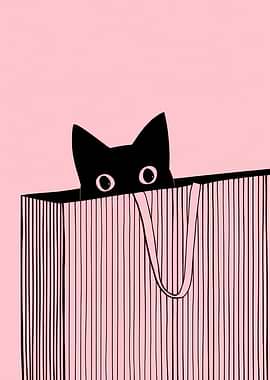 Black Cat Peeking Out of Bag