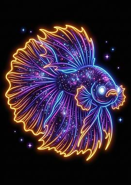 Neon Galaxy Betta Fish