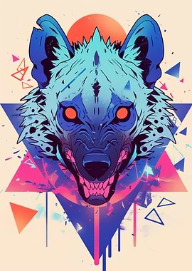 Aggressive Hyena with Geometric Background