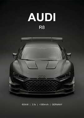 matte black Audi R8 Race Car poster