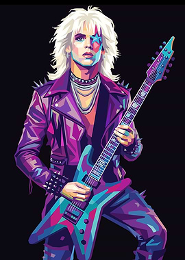 Rockstar Playing Guitar Pop Art Portrait