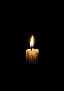 Single Lit Candle in Darkness