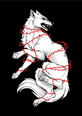 White Wolf Entangled in Thorns