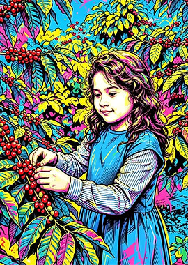 Girl Picking Coffee Beans