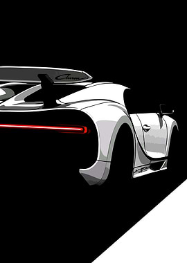 Bugatti Chiron rear view illustration