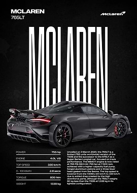 McLaren 765LT Car Poster