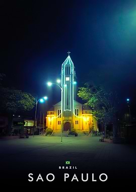 Sao Paulo Church at Night