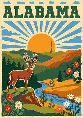 Alabama State Retro Poster