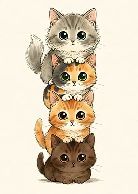 Stack of Adorable Kittens