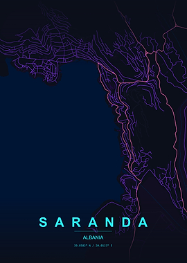 Saranda Albania Map Art