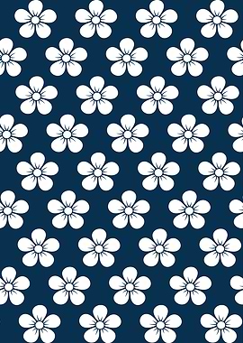 White flowers on navy blue background