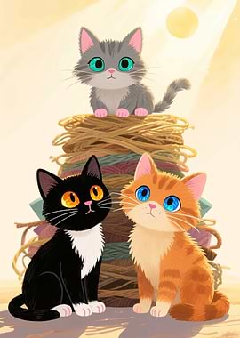 Three Cute Kittens Posed Together