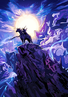 Mythical Rider on a Cliff