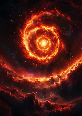 Fiery Cosmic Spiral Nebula