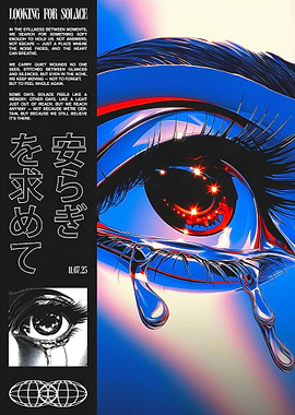 Crying Eye with Japanese Text