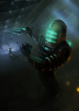 Isaac Clarke fighting Necromorphs