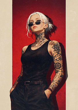 Tattooed Woman in Sunglasses